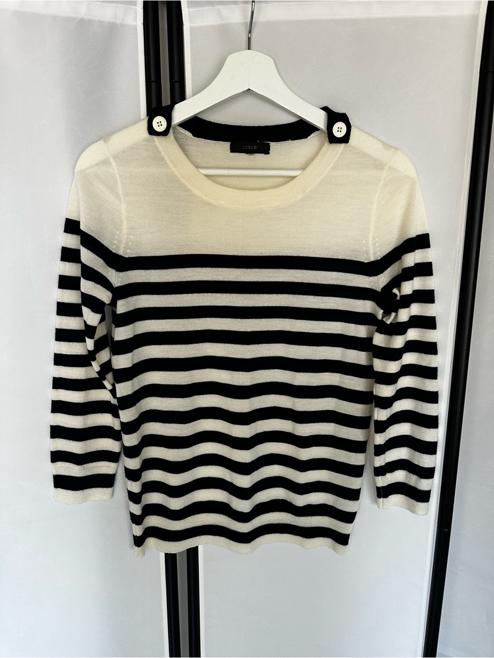 J.Crew 100% Merino Wool Striped Sweater Women’s S Navy Ivory Breton Knit